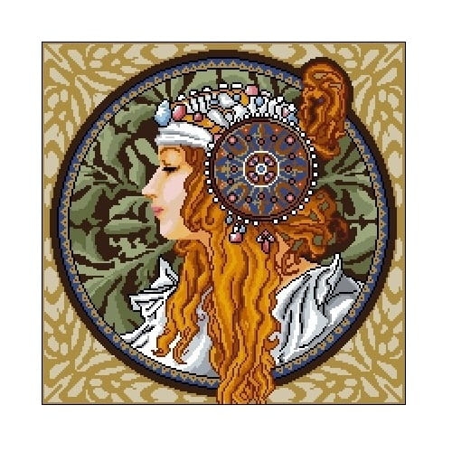 6902 Kanwa do haftu -  Alfons Mucha - Głowy Bizantyjskie - Blondynka 1897 r..jpg