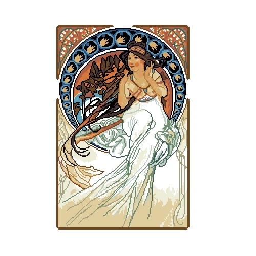 6804 Kanwa do haftu - Alfons Mucha - Sztuki piękne Muzyka 1898 r..jpg
